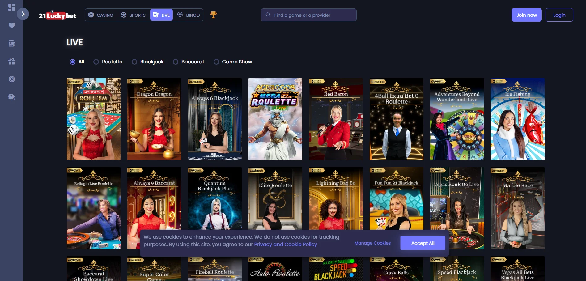 21luckybet live casino