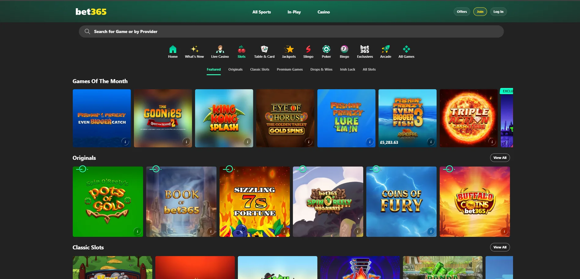 bet365 game library