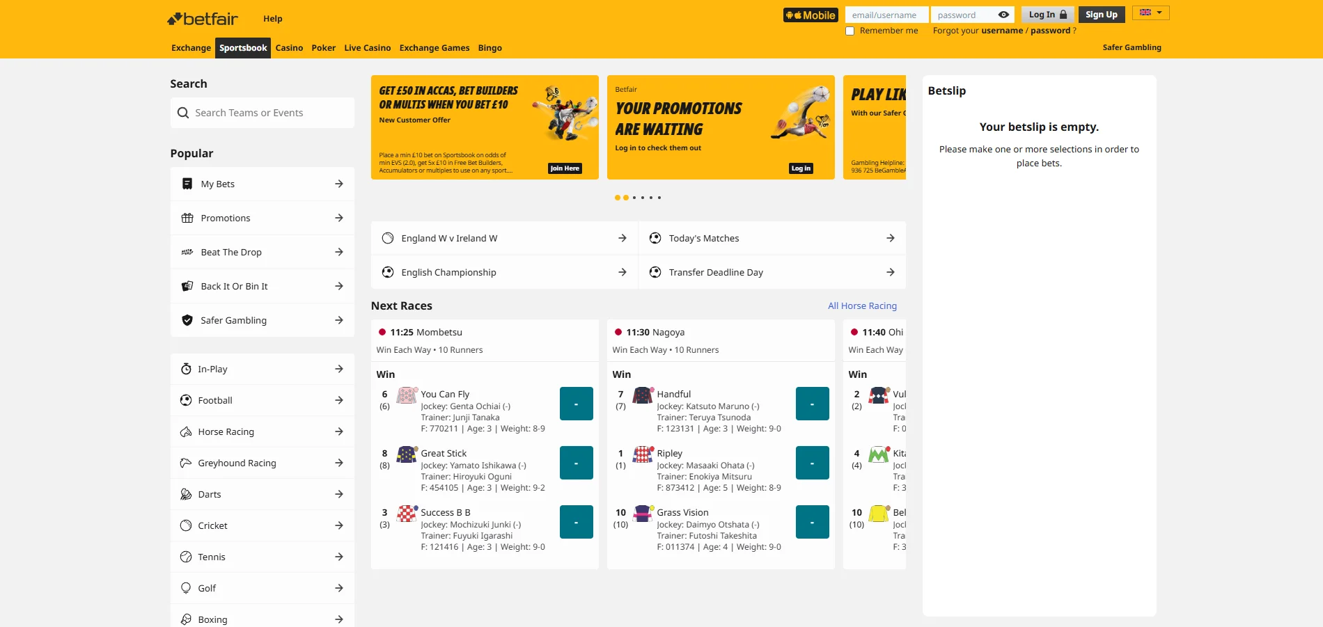 betfair homepage