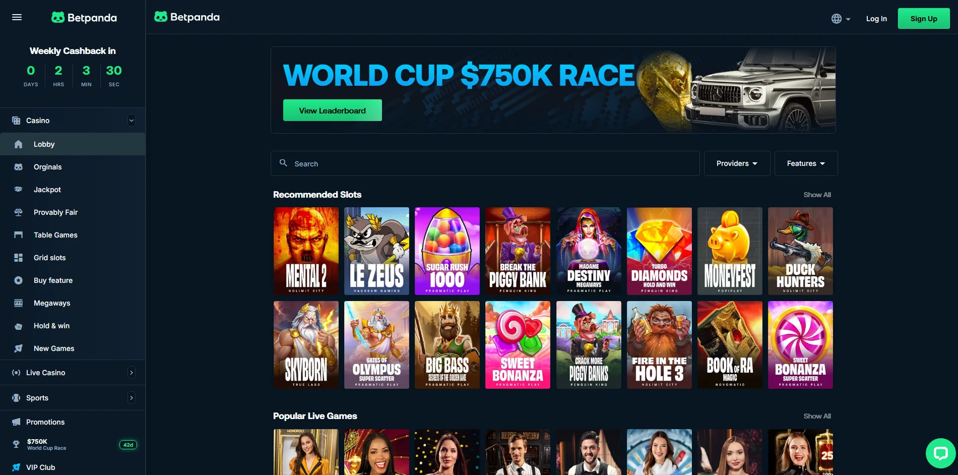 BetPanda Casino Lobby