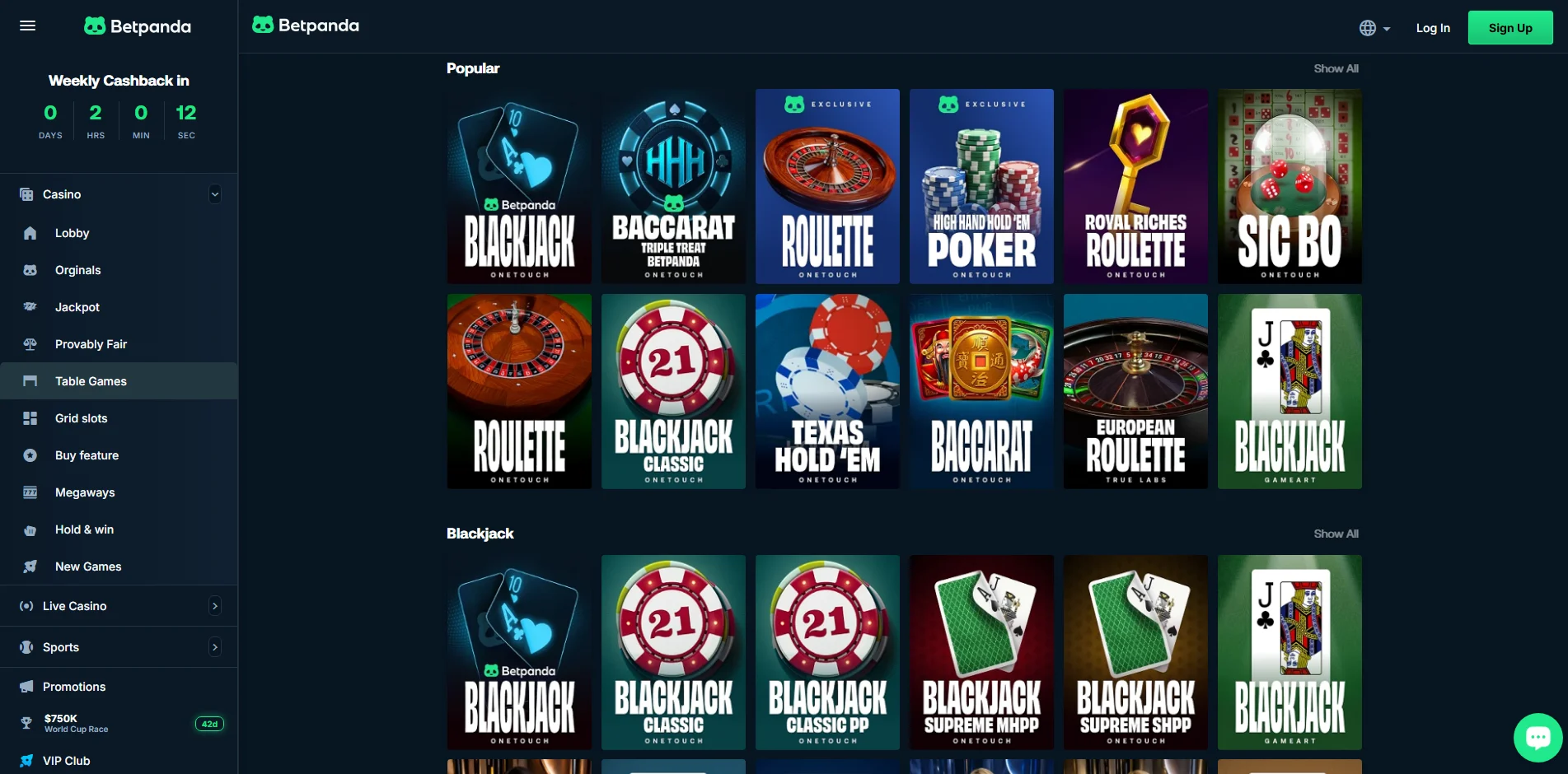 Betpanda Table Games