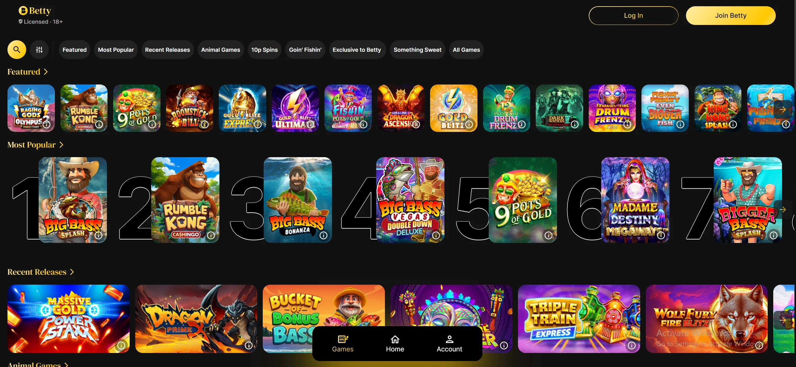 Betty Casino Games