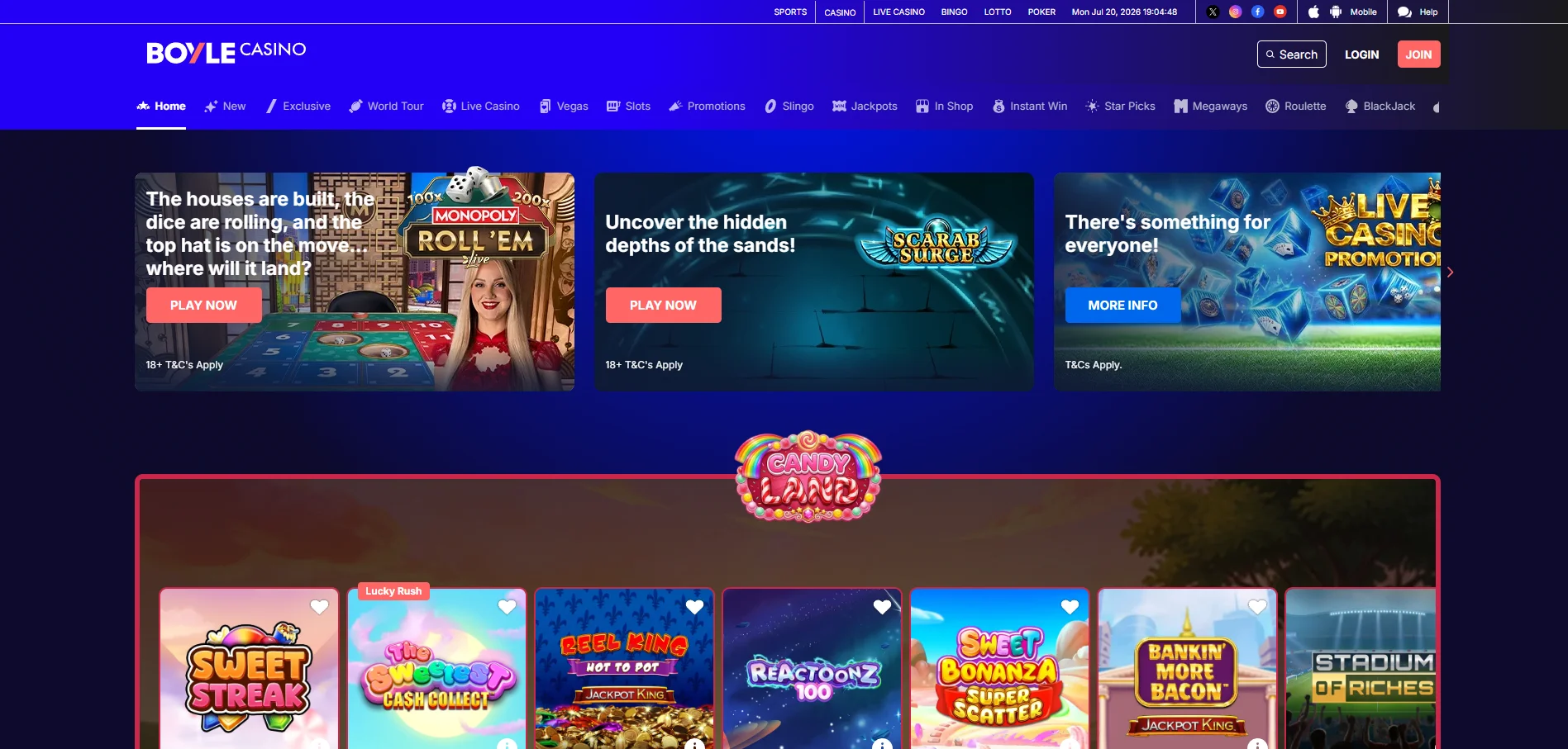 boyle casino homepage