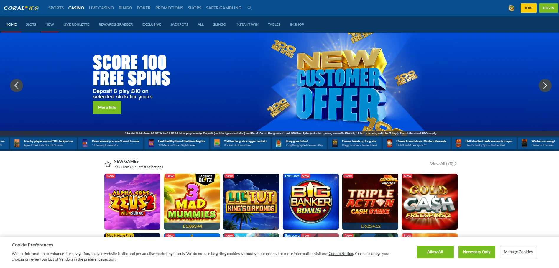 coral casino slot games