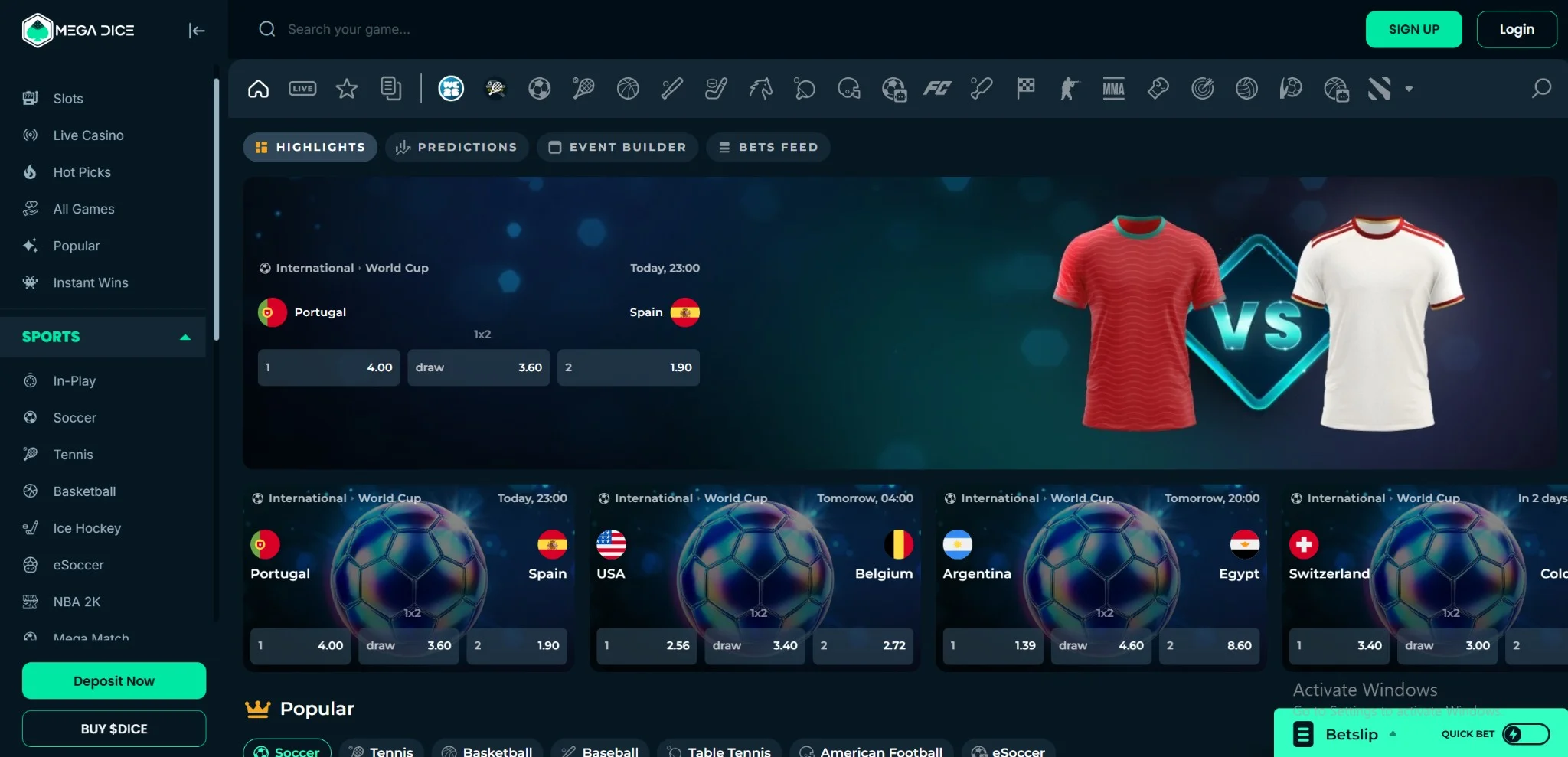 mega dice sportsbook