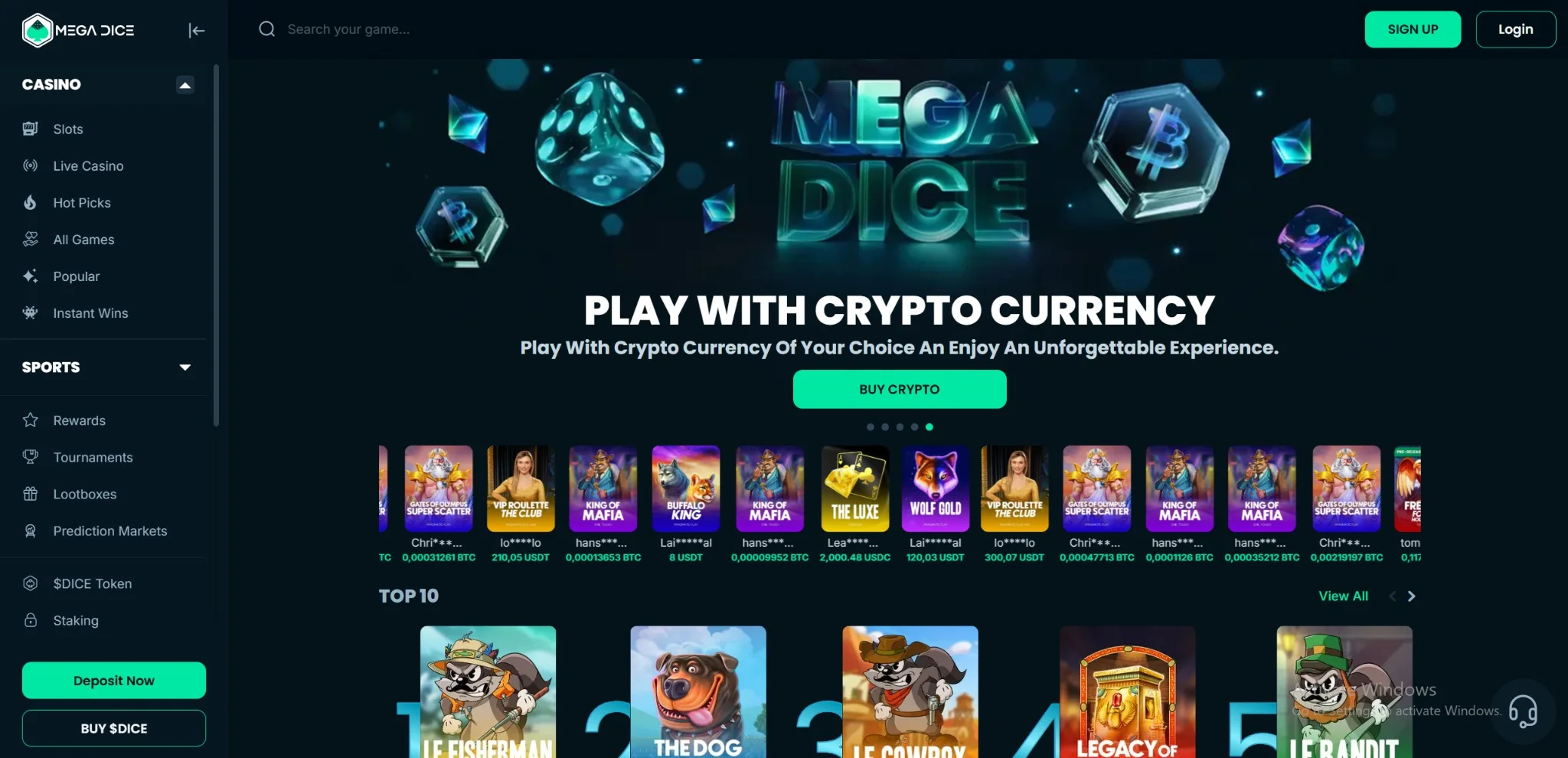megadice homepage