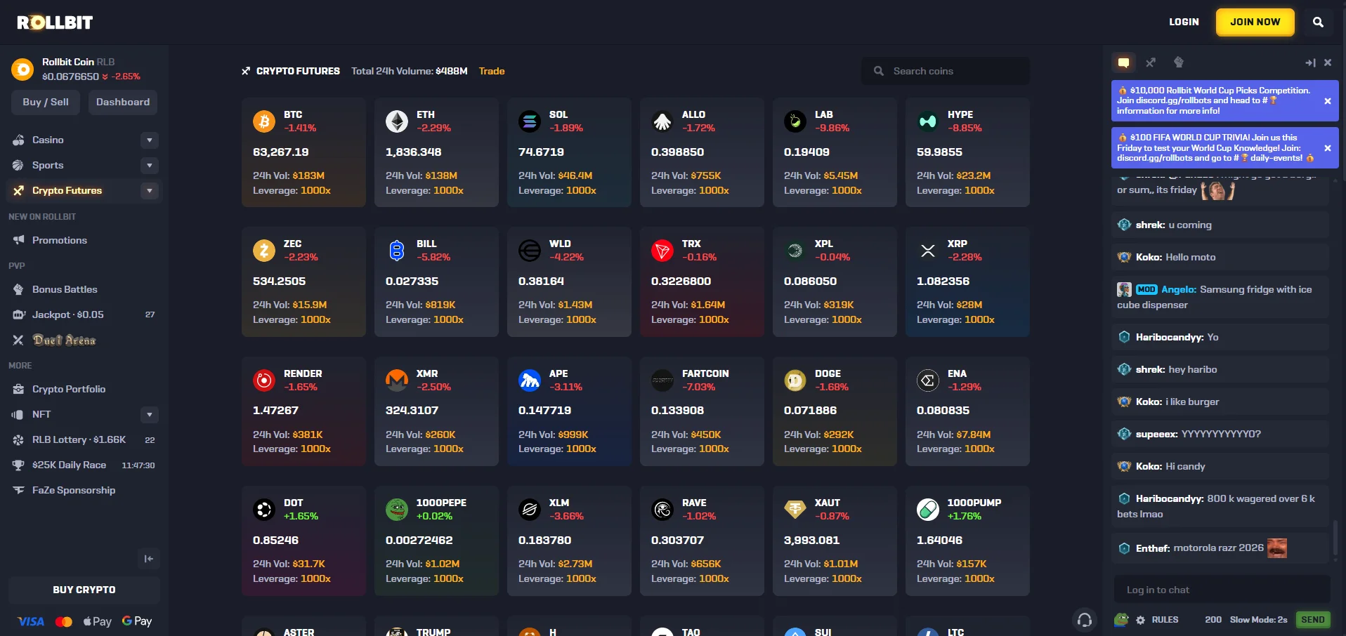 rollbit casino crypto features