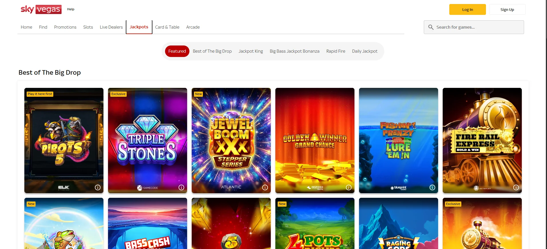 skyvegas jackpots