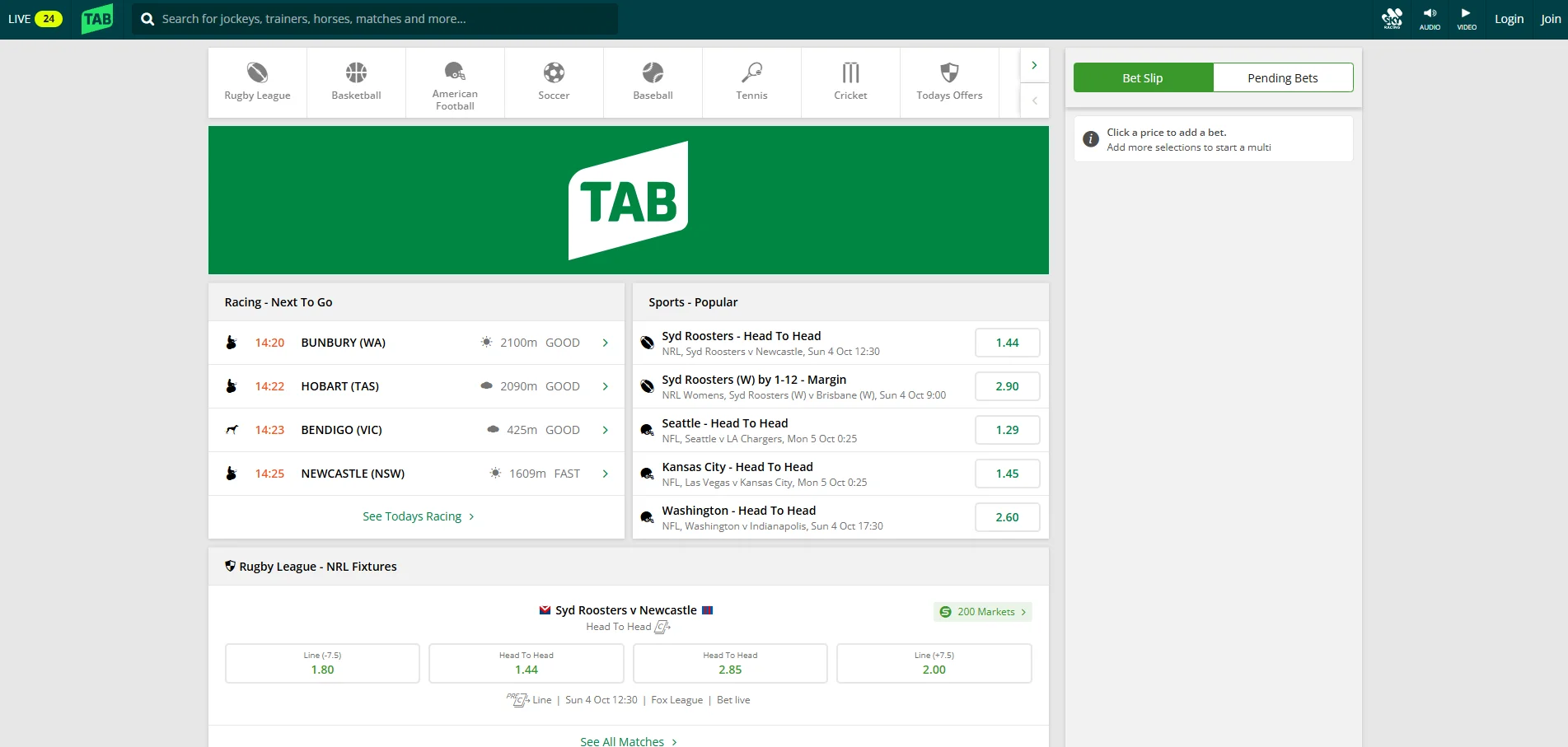 tab homepage